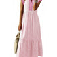💐2026 SPRING SALE - 60% OFF!🔥 V-Neck Ruffle Striped Beach Midi Maxi Dress with Pockets