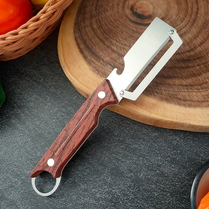 ✨Hot Sale 70% OFF!!🎁2026 New 2 in 1 Stainless Steel Blade with Wooden Handle and Bottle Opener