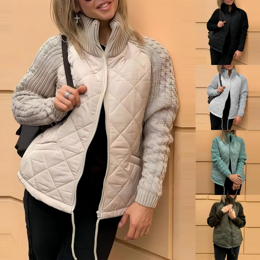 🍂⏳Time-limited Special⏰2025 New Women's Knit Patchwork Puffy Jacket