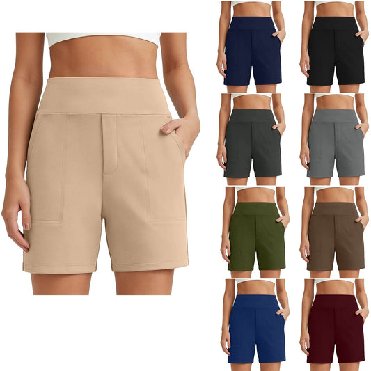 🔥Summer Hot Sale 70% OFF👖✨ Women's High-Waisted Athletic Bermuda Shorts with Pockets – Running, Yoga, Summer Casual Activewear🍑