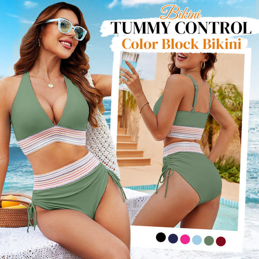 👙2026 New Type 70% OFF🔥💥High Waisted Tummy Control Color Block Bikini Sets✨
