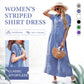🌸Spring Sale-49% Off💃Striped Lapel Button Down Shirt Dress | With Functional Pockets