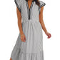 💐2026 SPRING SALE - 60% OFF!🔥 V-Neck Ruffle Striped Beach Midi Maxi Dress with Pockets