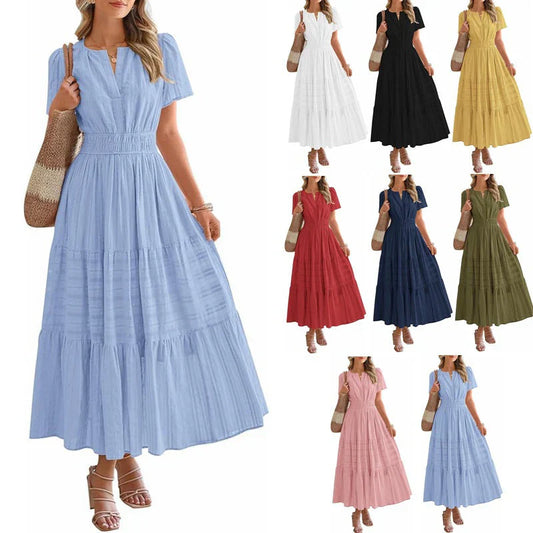 💕HOT SALE 70% OFF💕Women's Boho Chic Smocked Waist Maxi Dress