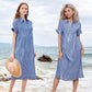 🔥LAST DAY SALE 70% OFF🔥 Striped Lapel Functional Pockets Button Down Shirt Dress