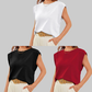 🔥Big price reduction 50% OFF💗Solid Color Round Neck Cap Sleeve Top