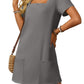 💕Summer Promotion 50% OFF👗Women's Casual Square Neck Pocket Short Sleeve Dress with Pockets