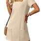 💕Summer Promotion 50% OFF👗Women's Casual Square Neck Pocket Short Sleeve Dress with Pockets