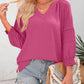 ⏰Limited time sale 50% Off!!🔥Womens 3/4 Lantern Sleeve Casual V-Neck T-Shirts Pleated Loose Hollow-Out Blouse