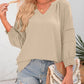 ⏰Limited time sale 50% Off!!🔥Womens 3/4 Lantern Sleeve Casual V-Neck T-Shirts Pleated Loose Hollow-Out Blouse
