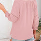 ⏰Limited time sale 50% Off!!🔥Womens 3/4 Lantern Sleeve Casual V-Neck T-Shirts Pleated Loose Hollow-Out Blouse