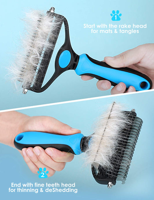 ⏳LAST DAY🎉 #1 in UK Pet Grooming 2026 🏆Professional Double-Sided Deshedding Brush for Dogs & Cats – Reduces Shedding by 90%💪