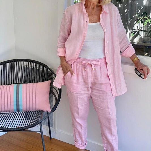 🌿 Spring New Release 🌿Women's cotton linen long sleeve blouse and pants set