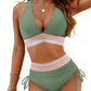 🔥Hot Sale - 50% off🔥✨👙High Waisted Tummy Control Colour Block Bikini Sets
