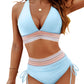 🔥Hot Sale - 50% off🔥✨👙High Waisted Tummy Control Colour Block Bikini Sets