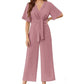 ⏰HOT SALE 49% OFF!!💐💖Women's Elegant V-Neck Wide Leg Waist Tie Jumpsuit