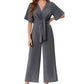 ⏰HOT SALE 49% OFF!!💐💖Women's Elegant V-Neck Wide Leg Waist Tie Jumpsuit