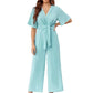 ⏰HOT SALE 49% OFF!!💐💖Women's Elegant V-Neck Wide Leg Waist Tie Jumpsuit