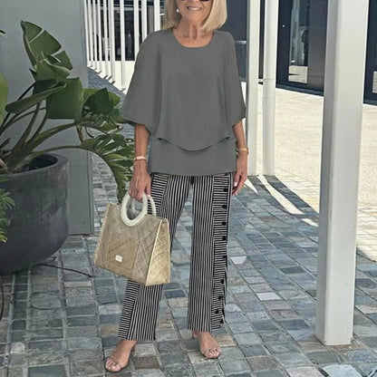 🔥Summer Sale 50% OFF💥Women’s Casual Round Neck Half Sleeve Top Printed Pants Two Piece Set