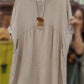 ⏰Limited Time Sale 61%OFF💃Women's Casual Loose Round Neck Solid Color Dress with 3/4 Sleeves & Pockets