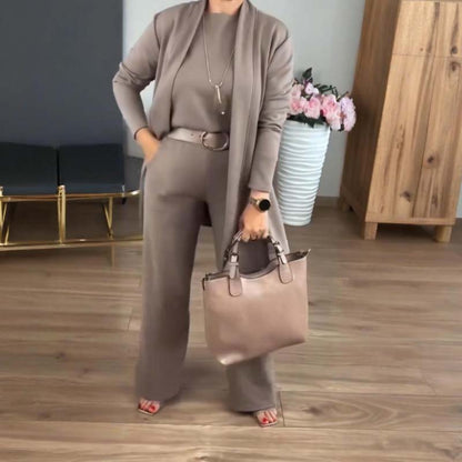🍂Autumn New Arrivals - 70% Off💥OffElegant Longline Cardigan & Top & Pants 3-Pieces Set
