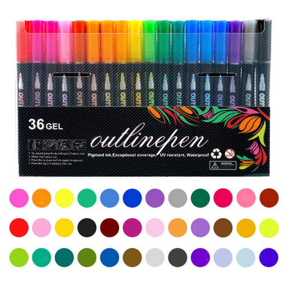 🎅Christmas Special Deals £7.95!!⚡50K+ SOLD!🎁Double Outline Glitter Coloring Pen Set