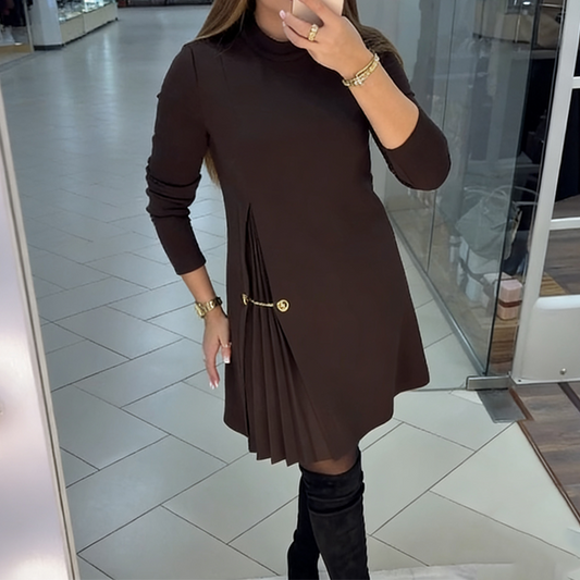 💝New Year Sale 50% OFF💝Elegant Long Sleeve Pleated Panel Dress