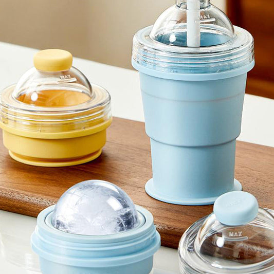 🥤Portable Silicone Cup with Straw & Ice Mold🥤✨IceCreamCup&ReusableCup