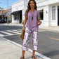 🔥 🔥 Now On Sale  50% OFF!🌸 Casual Round Neck Layered Tunic Top & Wide Leg Pants Set🌸