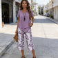 🔥 🔥 Now On Sale  50% OFF!🌸 Casual Round Neck Layered Tunic Top & Wide Leg Pants Set🌸