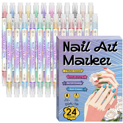 🥳2026 HOT SALE🥳💞50K+ SOLD!✨🎨 50% OFF! Dual-Tip Nail Art Marker Pen SetQuick‑dry, no UV lamp. Fine & brush tips. 12/24 vibrant colors. Easy DIY at home. No smudges, just art! 💅🖌️