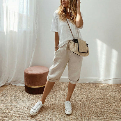 🥳2026 HOT SALE🥳✨ 50% OFF! ✨Women's Casual Cotton Linen Capris👖
