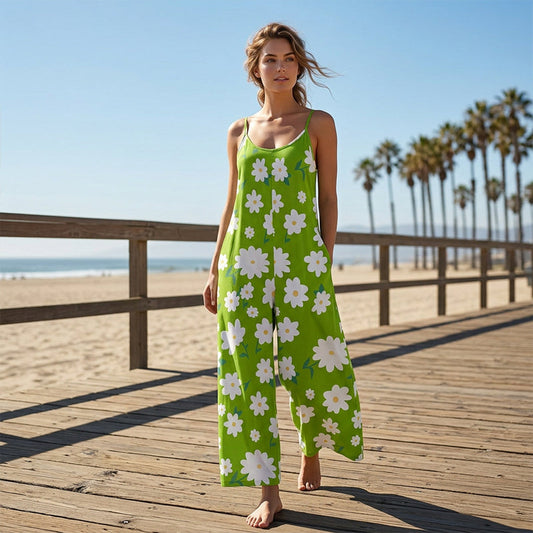 📢Summer Hot Sale - ONLY ￡11.99!! ⏰Women's Floral Print Wide Leg Jumpsuit✨