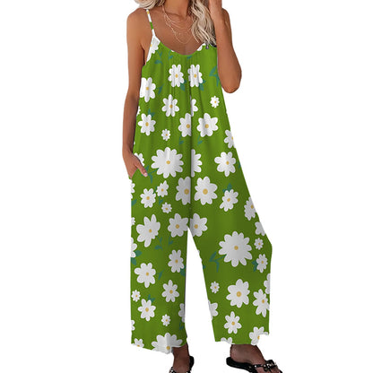 📢Summer Hot Sale - ONLY ￡11.99!! ⏰Women's Floral Print Wide Leg Jumpsuit✨