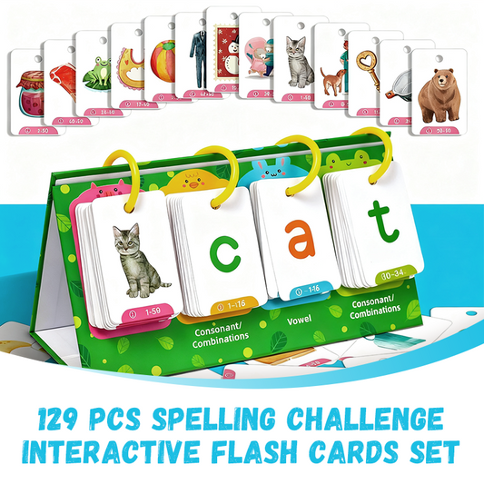129 PCS Spelling Challenge Interactive Flash Cards Set