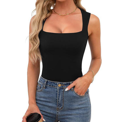 🔥LAST DAY SALE 50% OFF!!⚡Women's Square Neck Sleeveless Double-Layer Tank Top