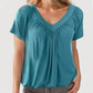 🎁LAST DAY SALE £9.99🔥Hot sale 50%OFF ⏳Women's Casual Pleated V-Neck Short-Sleeve Top