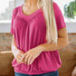 🎁LAST DAY SALE £9.99🔥Hot sale 50%OFF ⏳Women's Casual Pleated V-Neck Short-Sleeve Top