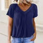 🎁LAST DAY SALE £9.99🔥Hot sale 50%OFF ⏳Women's Casual Pleated V-Neck Short-Sleeve Top