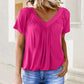 🎁LAST DAY SALE £9.99🔥Hot sale 50%OFF ⏳Women's Casual Pleated V-Neck Short-Sleeve Top