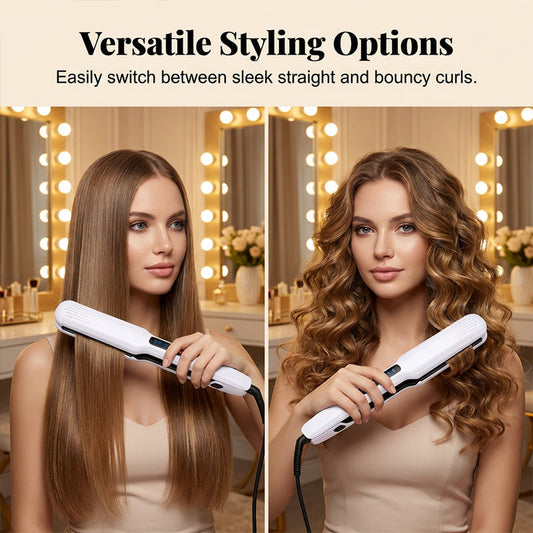 👍👍LAST WEEK SALE -Up to 50% OFF💇‍♀️2-in-1 Hair Straightener and Curler with Negative Ionic Care