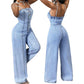 🥳2026 HOT SALE🥳 50% OFF!  🎁Women Spaghetti Strap Wide Leg Denim Jumpsuit