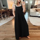 💖Summer Sale💖-Plus Size Wide Pipes Overall Jumpsuit